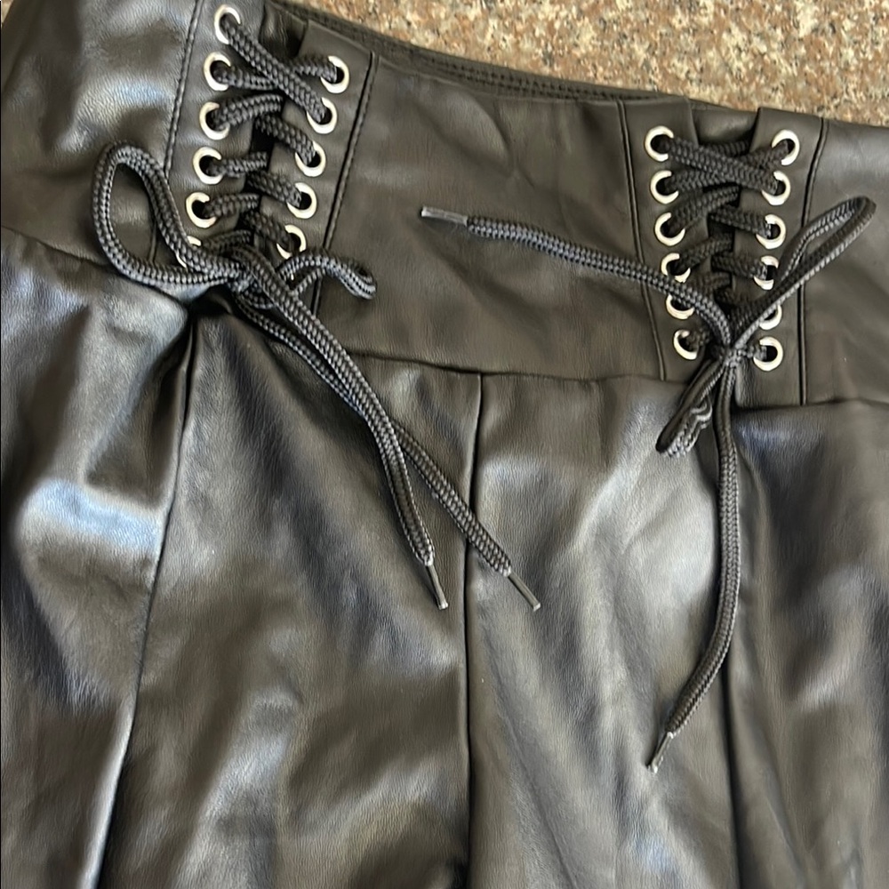 Cavalini Black Faux Leather Skinny Pants